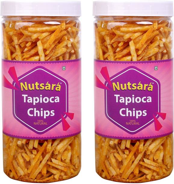 nutsara Kerala Tapioca Chips / Home Made Spicy Kappa Snacks 500gm Chips