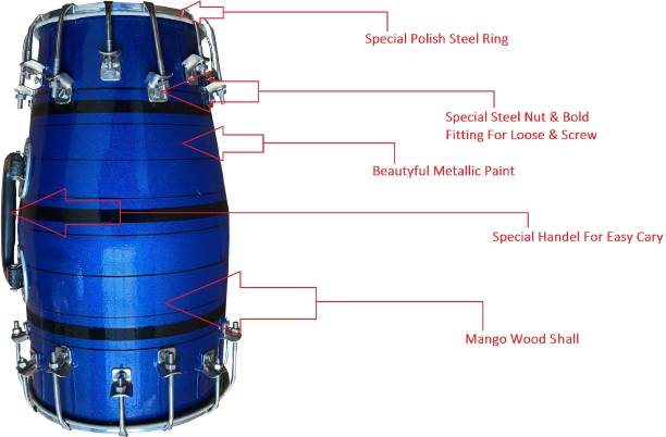 RAM musical India's first double nut Baby Dholak RMH-BBD-0012 Nut & Bolts Dholak