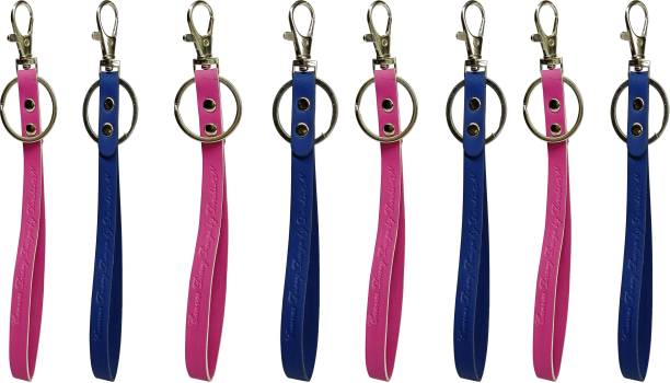 MOBEESOL Artificial Leather keychain (Set of 8 keychain) (4 Purple,4 Blue) Key Chain