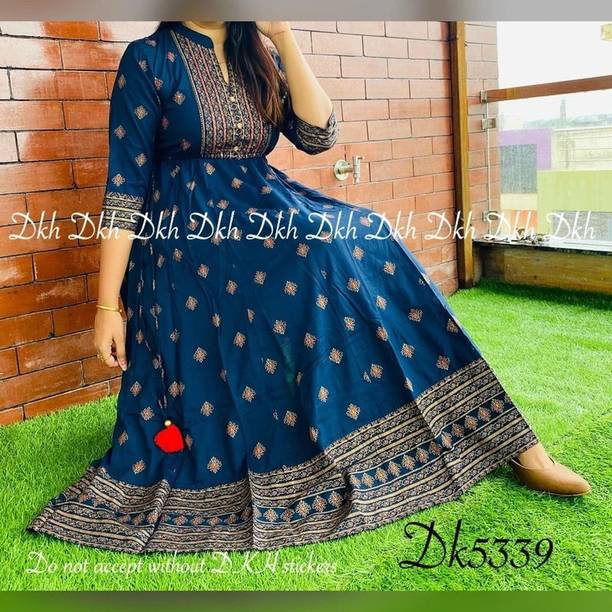 Women Printed Viscose Rayon Anarkali Kurta Price in India