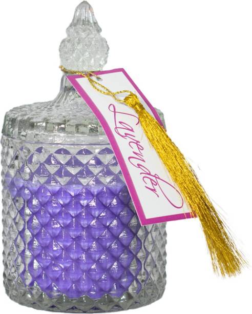 Shanaya Premium Lavender Glass Jar, 55 Hours Burning Time, Smokeless Wick Candle