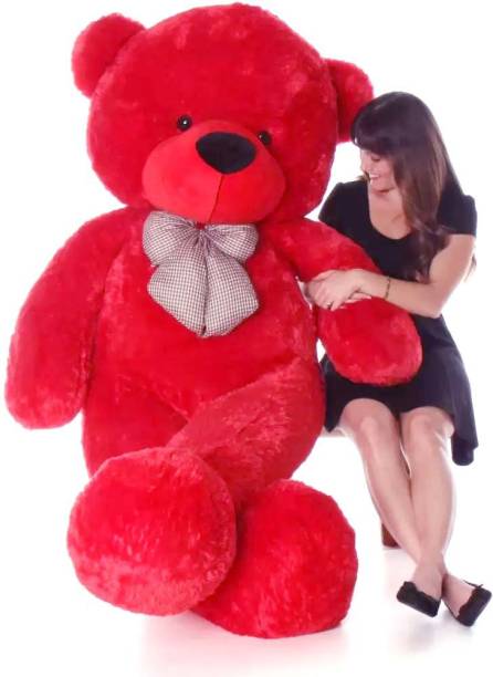 ASJS 3 Feet Red Teddy Bear With Neck Bow  - 90 cm