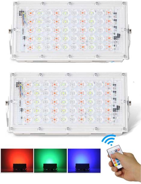 Hiru 2Pcs RGB Party Light - 50W RGB LED Brick Light Remote IP65 LED Flood Light Flood Light Outdoor Lamp