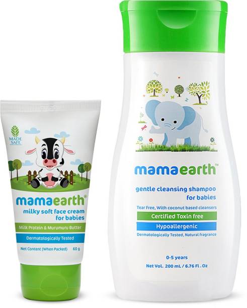MamaEarth Milky Soft Natural Baby Face Cream for Babies 50mL änd Gentle Cleansing Shampoo for babies (200 ml, 0-5 Yrs)