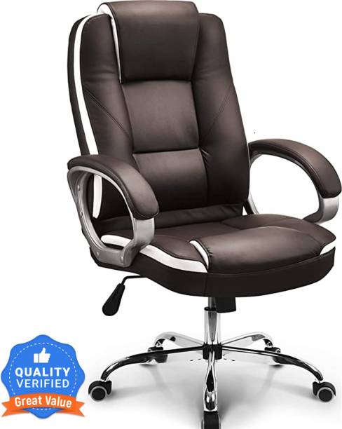 Oakcraft High Back Leatherette Executive Office Ergonomic Chair with Multi Color Options, Back and Arm Rest for Extra Comfort & Spacious Seat Leatherette Office Executive Chair