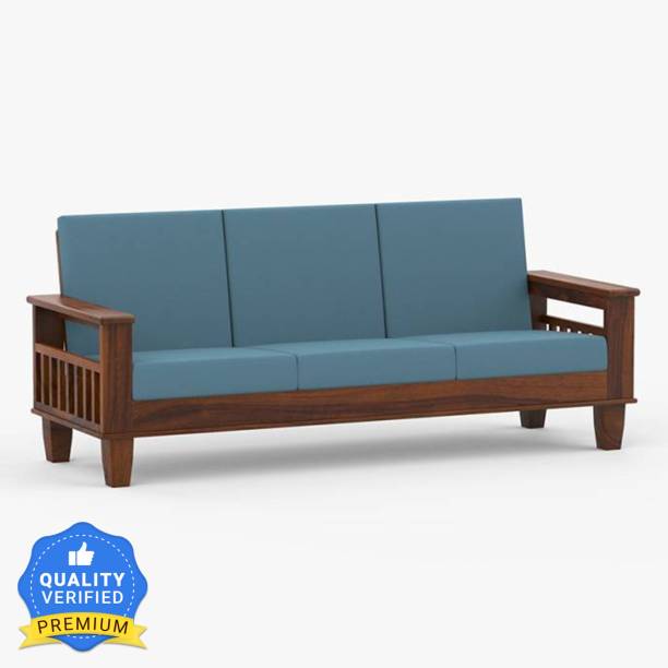 Kendalwood Furniture Solid Wood 3 Seater Wooden Sofa set for living Room Furniture Fabric 3 Seater  Sofa