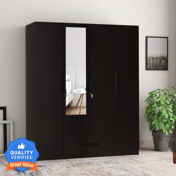 Trevi Ozone With Drawer With Mirror Engineered Wood 4 Door Wardrobe