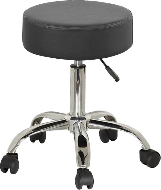 REDEFINE Rio Revolving Adjustable Stool with Wheels Black Leather Bar Stool