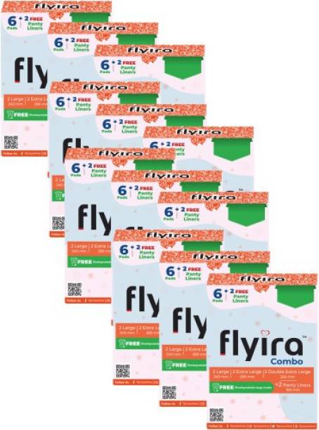 Flyira Ultra Thin 100% Pure Cotton Sanitary Pads, 12 Each Size + PL Free Pack Of 12, 96 Sanitary Pad