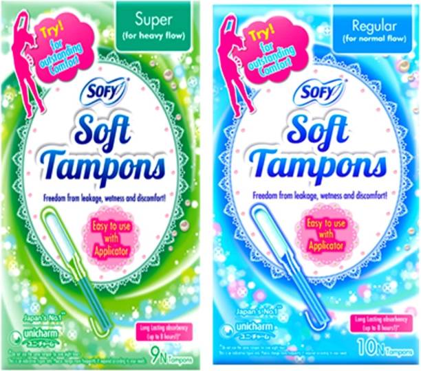 SOFY SOFT TAMPONS - SUPER 9 + Regular 10 Pack of 1 Tampons