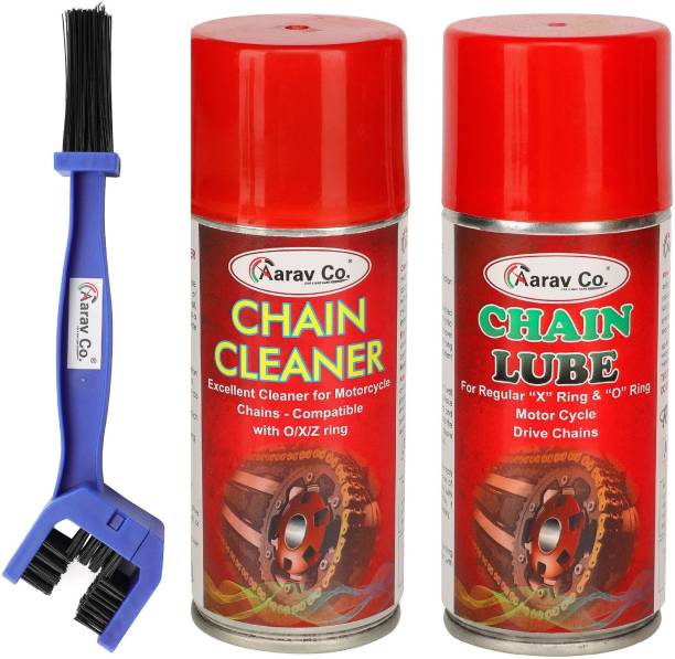 AARAV CO. Chain Lube Spray 150ml, Chain Cleaner Spray 150ml, 1 Unit Blue Chain Cleaning Brush Combo