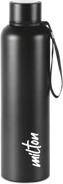 MILTON Aura 1000 Thermosteel Bottle, 1.05 Litre, Black | 24 Hours Hot and Cold 1050 ml Bottle