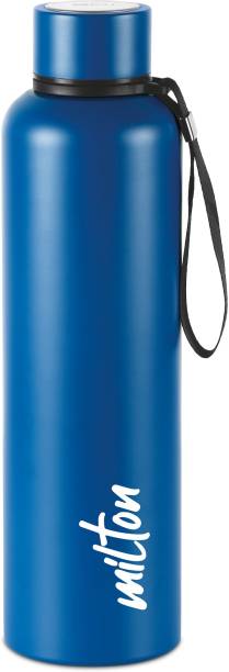 MILTON Aura 1000 Thermosteel Bottle, 1.05 Litre, Dark Blue | 24 Hours Hot and Cold 1050 ml Bottle