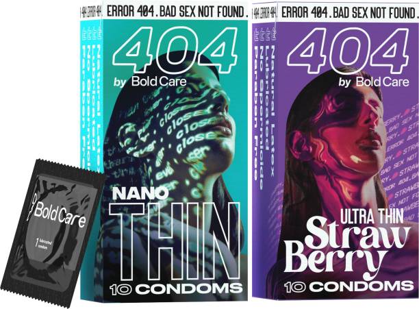 Bold Care 404 Super Nano Thin Condoms + Super Ultra Thin Strawberry Flavored Condom