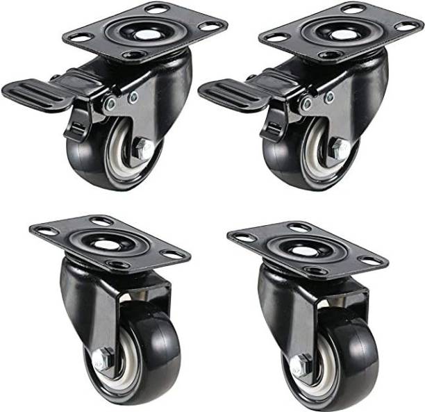SHIVA 1.5 " 38MM Heavy Duty Swivel Caster with 360 Degree (2 with Brakes & 2 Without) Braking and Locking Furniture Caster