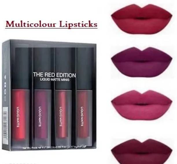 BABBY BROWN Water Proof Liquid Matte Lipstick Set of 4 (The Red Edition, 16 ml)