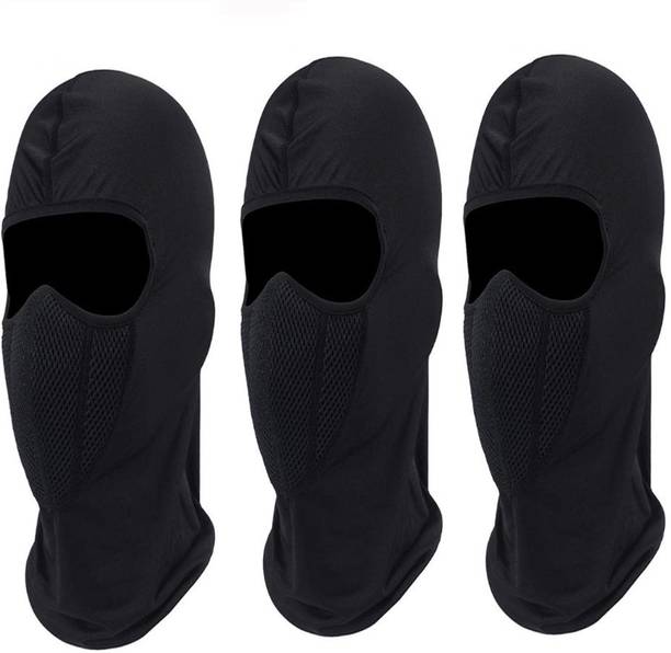 CareDone pack of 3 Black, Bike Face Mask for Men & Women (Size: Free, Balaclava) Decorative Mask