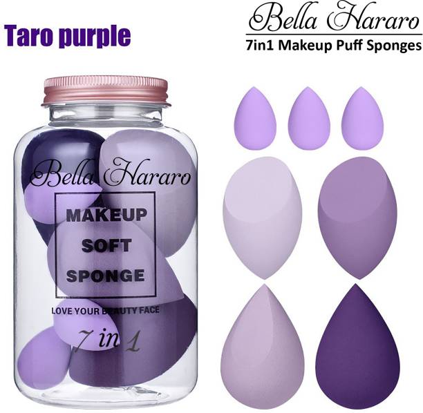 BELLA HARARO Elastic Soft 7in1 Makeup Perfecting Sponge Puff Beauty Blender with Plastic Jar