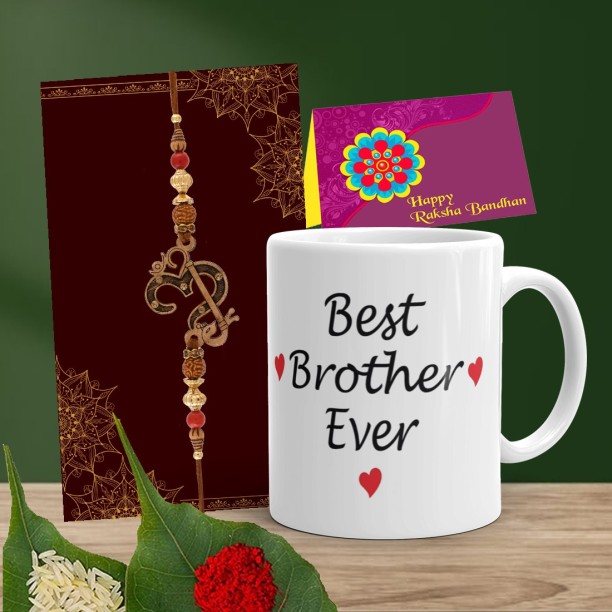 TIED RIBBONS Raksha Bandhan Rakhi for Brother Handmade Rakhi for Brother Rakhi Coffee Mug with Wishes Card 