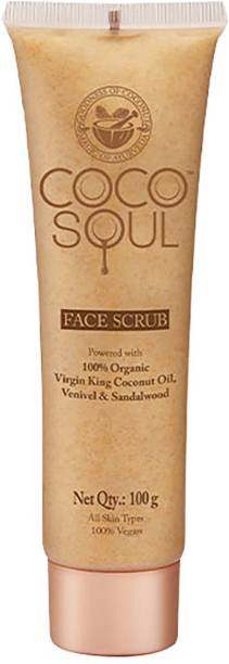 Coco Soul 100% Vegan Face Scrub with Coconut Sandalwood & Ayurveda Silicones Scrub