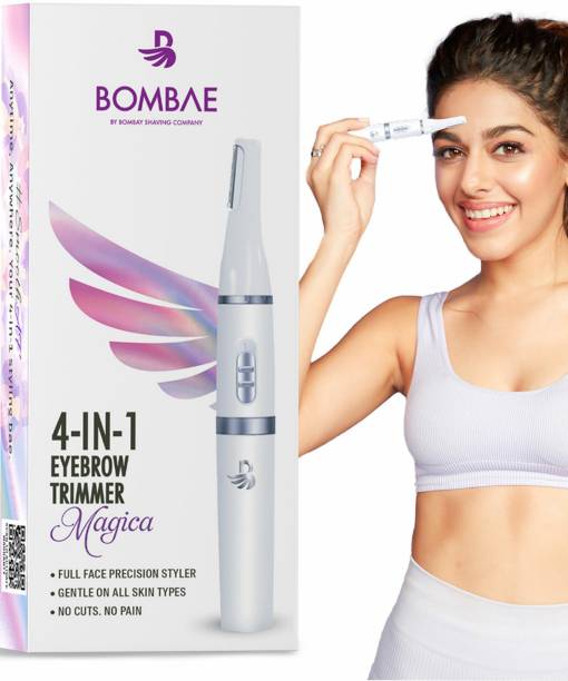 Bombae 4-in-1 Eyebrow Trimmer Magica: Sensitive Trimmer for Facial Hair | No Cut & Pain Trimmer 90 min  Runtime 3 Length Settings