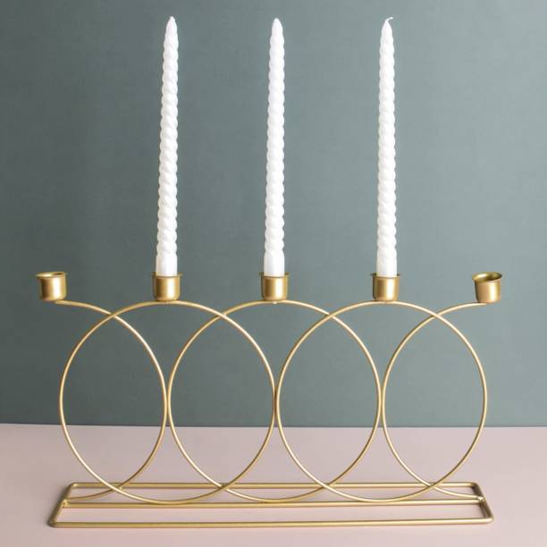DeArt Round Modern Candle Stand For Home Décor, Office Décor Brass 1 - Cup Candle Holder
