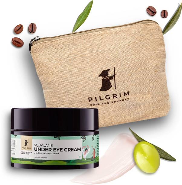 Pilgrim Squalane Under Eye Cream with Caffeine For Dark Circles & Wrinkles With Jute Bag