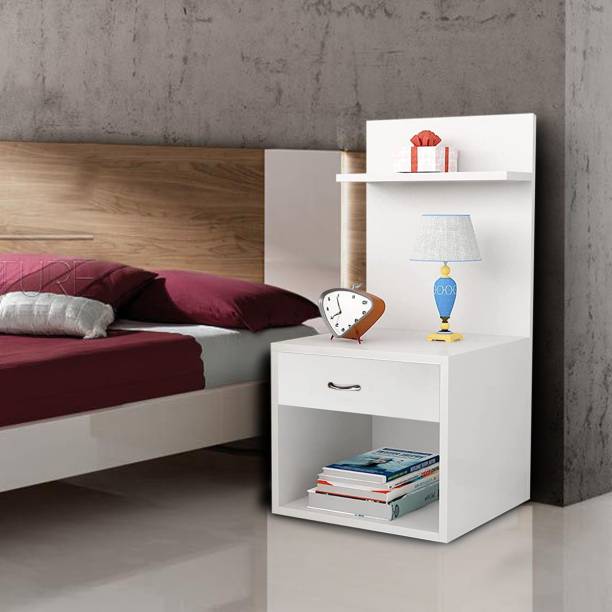 KAWACHI 2 Storage Shelf with Drawer Sofa Bed Side End Table with Open Cabinet Nightstand Engineered Wood Bedside Table