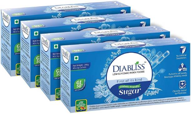 DiaBliss Diabetic Friendly Herbal Cane Sugar 5 Gms Sachet Pack - 200 Gms(40x5g) - Pack of 4 Combo Pack Sugar
