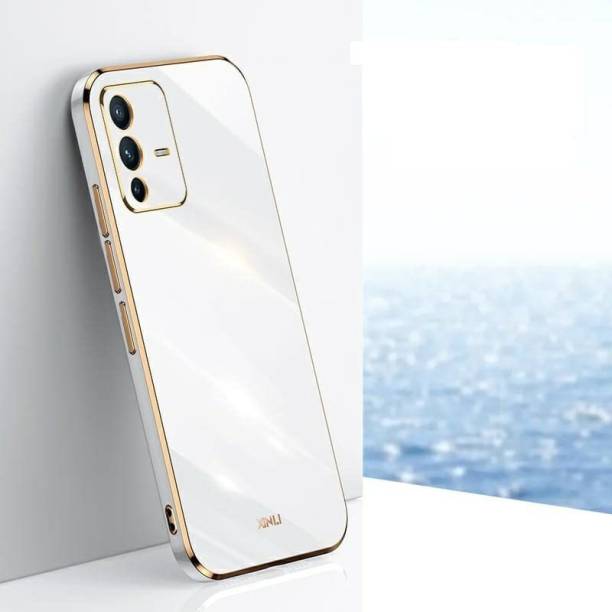 Shagoon Back Cover for Vivo V23 5g Back Cover | Gold Electroplating Transparent Chrome | Raised Edges (White)