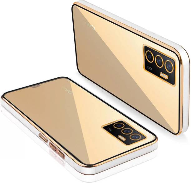 ISAAK Back Cover for Vivo V23E Gold Electroplating Transparent Chrome Cover