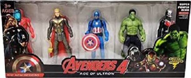 Play Zone Avenger Toy Set of 5 in Kids Super Hero Marvel Action Figure Toy Set