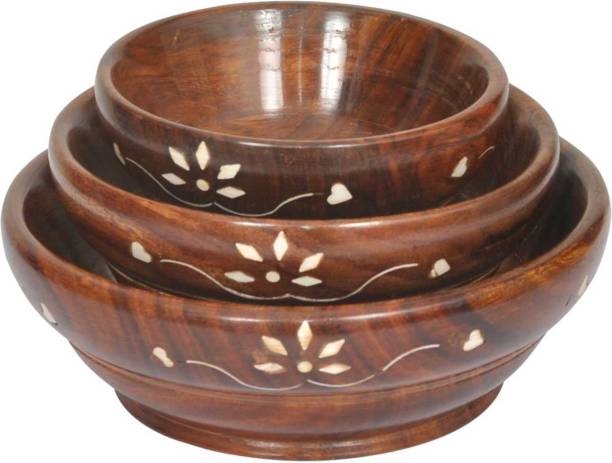 Estival craft Wodden Serving Bowl Set of 3 Serving Bowl / Home Décor / Gift Items Wooden Decorative Bowl
