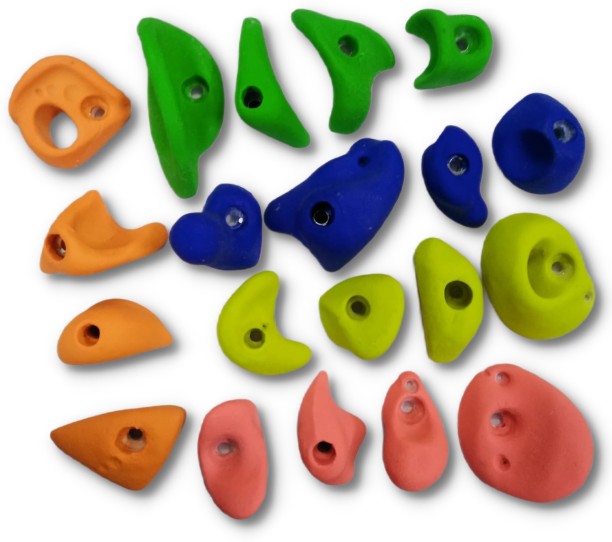 Auxiliary Climbing Handle and 32 Mounting Bolts Climbing Grips DIY Rock Stone Wall Rock Climbing Holds Set for Playground and Wall Odoland 16 Rock Climbing Holds for Kids with Climbing Rope Ladder 