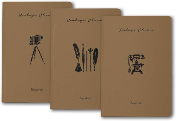 Paperkraft Vintage Series - Brown Kraft with Vintage Items theme A5 Diary Unruled 176 Pages