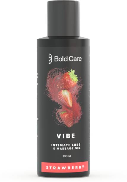 Bold Care Strawberry Flavoured Intimate Lube & Massage Gel - Water Based Formula - No Parabens - No Silicone - Long lasting - Easy on the skin - Edible - 100 ml Lubricant