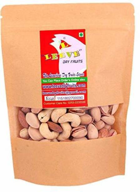 Leeve Dry fruits Roasted Salted Mixed Nuts Almond Cashew Pistanchio Super Healthy Snack 400gm Assorted Nuts