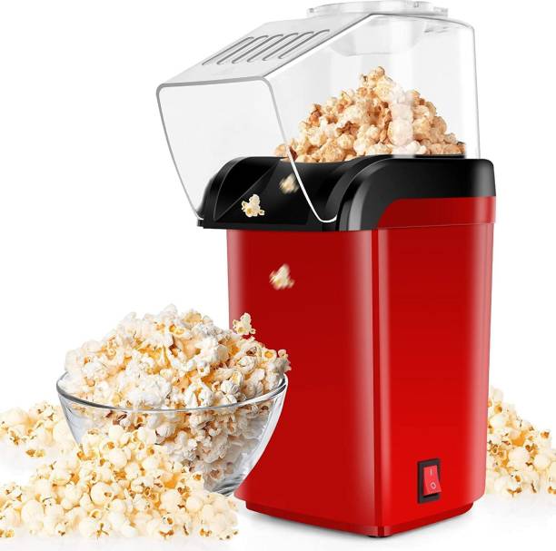PNJT Popcorn Machine - Oil Free Mini Hot Air Popcorn Machine Snack Maker with Removable Top Cover 500 ml (Maroon) PopCorn SK10141 1 L (Red)Hot 1200W, 1 L Popcorn Maker