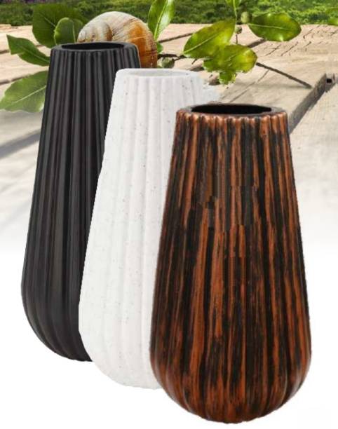SNSHOPEE Home Decorative Muskmelon Design (Pack of 3) Plastic Vase