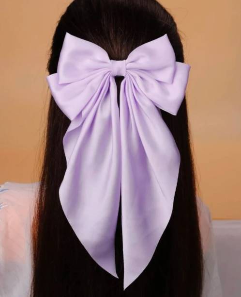 GRACIOUS MART Women Vintage Satin Silk Twolayer Ribbon Bow Hair Clip Handmade Hair Accessories Back Pin