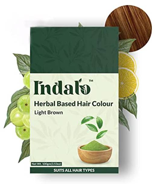 Indalo Herbal Based Hair Colour with Amla, Henna and Brahmi, Long Lasting Hair - 100gm , Light Brown