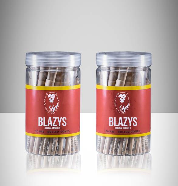 original gangster BLAZYS PARTY PACK OF 100 CONES - JAR SERIES STRAIGHTLINED KING SIZE SLIM 14 gsm Paper Roll