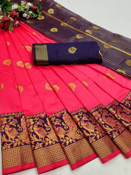 Selrina Fashion Self Design Banarasi Silk Blend Saree