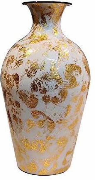 ZOE impex Iron Bottle Vase Pot Bottle Neck Cylinder Stoneware Vase Iron Vase