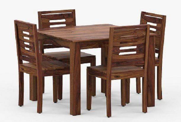 Suncrown Furniture Sheesham Wood Dining Table Set for Living Room Solid Wood 4 Seater Dining Set