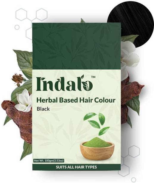 Indalo Herbal Based Black Hair Colour with Amla and Brahmi, Long Lasting Hair - 100gm , Black
