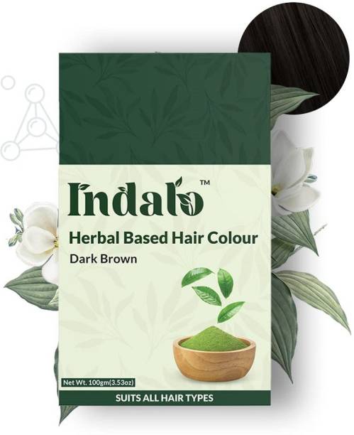 Indalo Herbal Based Hair Colour with Amla, Henna and Brahmi, Long Lasting Hair - 100gm , Dark Brown