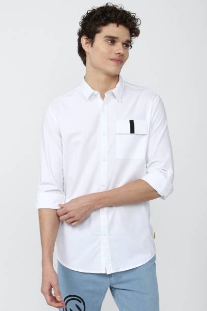 FOREVER 21 Men Solid Casual White Shirt