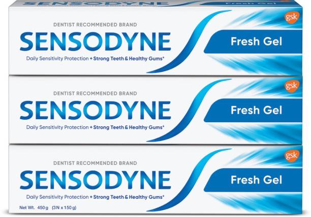 SENSODYNE Multi-Pack Fresh Gel Sensitive Toothpaste For Everyday Cool Freshness, Dentist Recommended Brand Toothpaste