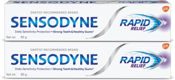 SENSODYNE Multi-Pack Rapid Relief Sensitive Toothpaste For Daily Sensitivity Protection, Strong Teeth & Healthy Gums, Dentist Recommended Brand Toothpaste